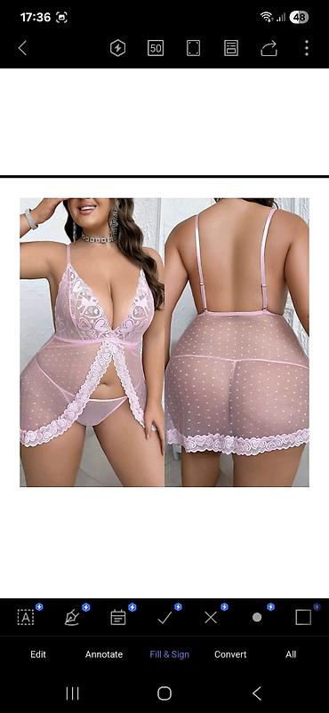Alt paltarı: Zərif çəhrayı rəngli qadın gecəlik dəsti. - Model: Şəffaf tüllü — 1