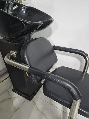 Salon, tibbi mebel: Salon üçün saç yuma stendi və kreslo dəsti - Rəng: qara - — 2