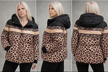 second hand jakne: Ženska zimska jakna sa animal printom (leopard) i ukrasnim prugama. - — 7