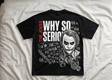Futbolkalar: JOKER temalı qara T‑shirt - Ön tərəf: sinənin solunda böyük ağ — 1