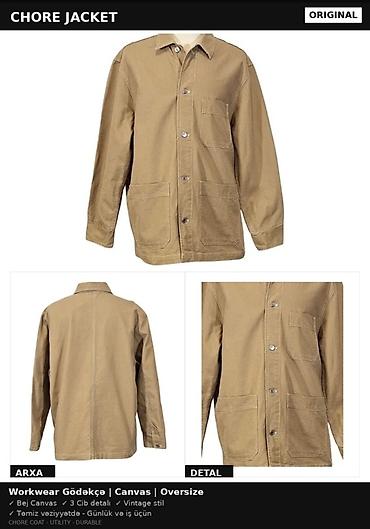 Chore Jacket – Workwear gödəkcə - Material: möhkəm bej kanvas lalafo.az -da Chore Jacket – Workwear gödəkcə - Material: möhkəm bej kanvas