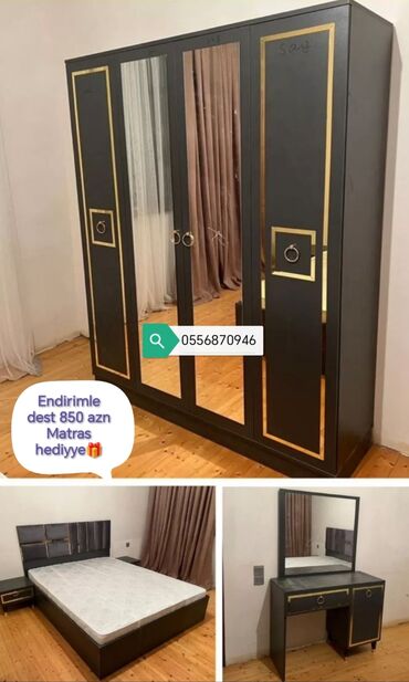 Yataq otağı dəstləri: İkinəfərlik çarpayı, Dolab, Termo, 2 tumba, Azərbaycan, Yeni — 29