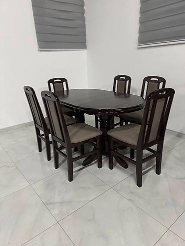 Setovi stolova i stolica: Komplet sto + 6 stolice=378eDrveni trpezarijski set – sto sa 6 stolica — 4