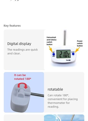 Digər mətbəx aksesuarları: Kolbasa/ət, süd və istənilən növ qida məhsulları üçün iynəli termometr — 7