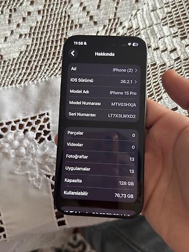 iphone 15 pro satilir: IPhone 15 Pro, 128 GB, Blue Titanium, Face ID — 1