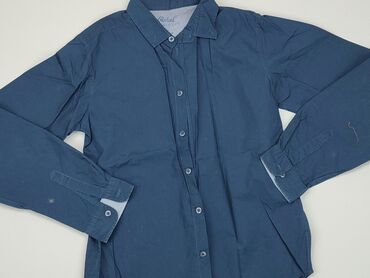 bluzki młodzieżowe z długim rękawem: Koszula 13 lat, stan - Zadowalający, wzór - Jednolity kolor, kolor - Niebieski