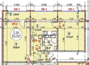Продажа квартир: 2 комнаты, 60 м², Индивидуалка, 2 этаж, ПСО (под самоотделку)