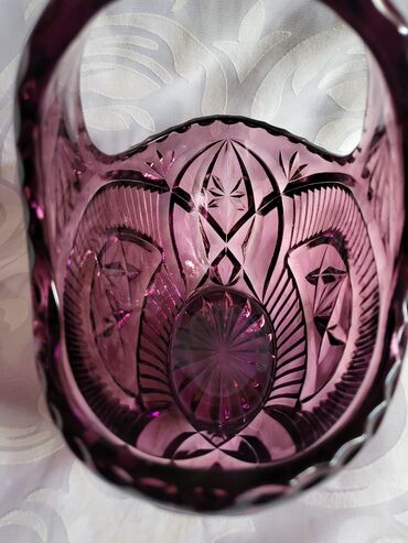 Ostalo posuđe: Korpa nova liveni kristal iz 70ih. ljubicasta. Visina. 14cm — 11