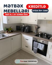 Sifarişlə mətbəx mebeli: Sifarişlə mətbəx dəsti, Özü çəkən petlələr, Mat laminat, Kredit var, Rayonlara çatdırılma, Pulsuz çatdırılma — 18