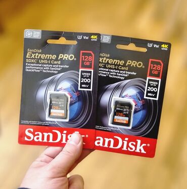 fotoaparat aksesuarlari: Sd Kart Yaddaş Kartı Sandisk Extreme Pro 128 Gb Uhs-1 V30 Klass 10
