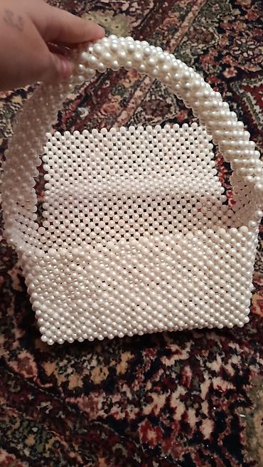 Çantalar: Mirvari fakturalı əl işi çanta - Material: Süni mirvari boncuklardan — 7
