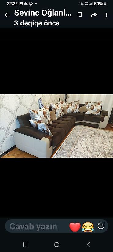 Divan və kreslo dəstləri: Künc divan dəsti - Forma: L-şəkilli künc divan - Rəng və material — 1