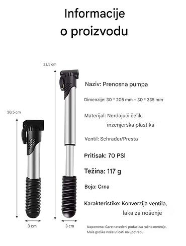 Dodaci za bicikl: Nova mala lagana lako prenosiva pumpa. Postiže pritisak 70 PSI — 4