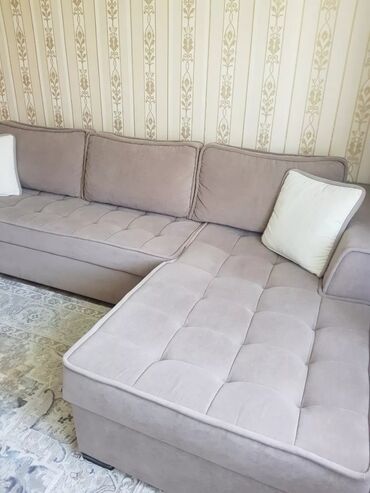 Угловой диван, цвет - Бежевый, Новый
