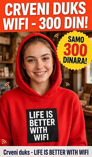 samsung pametni satovi: Crveni duks sa kapuljačom – natpis moze M/L “LIFE IS BETTER WITH — 1