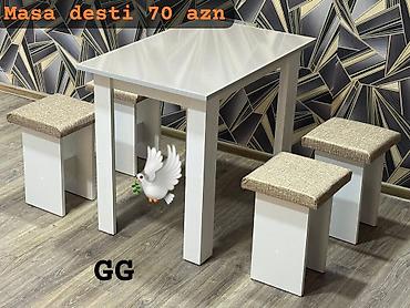 Mətbəx üçün, Yeni, Açılmayan, Dördbucaq masa, 4 stul