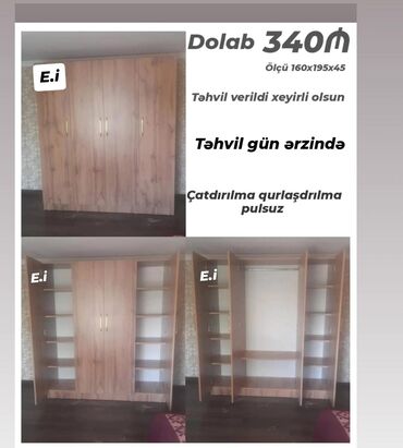 Mebel: *4 qapılı dolab 340Azn💥* ✔️Rəng seçimi var ✔️ *Şəhər daxili