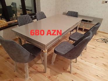 Masa və oturacaq dəstləri: Qonaq otağı üçün, Yeni, Açılmayan, Dördbucaq masa, 6 stul — 10