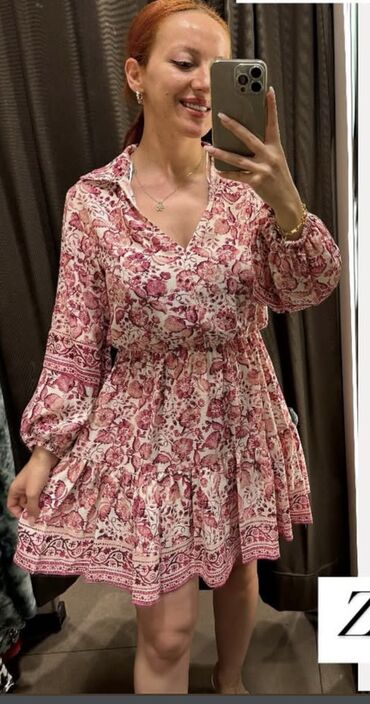 Açıqcalar: Etiketli teze Zara, uzunqol, güllü printli don
M razmer — 26