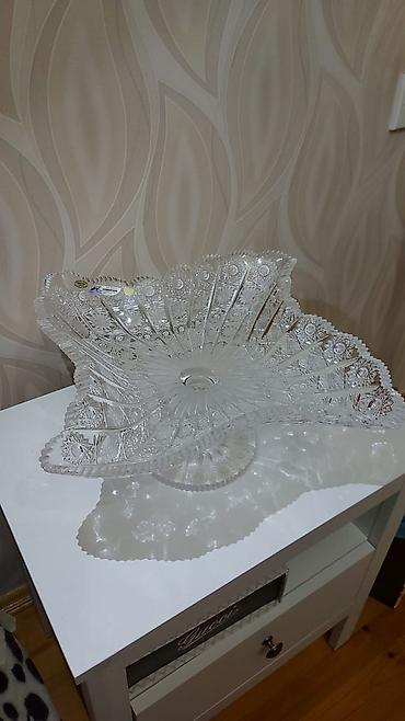 Qab-qacaq və mətbəx ləvazimatları: Kəklikotu naxışlı şüşə/kristal meyvə və şirniyyat qabı - Material — 1