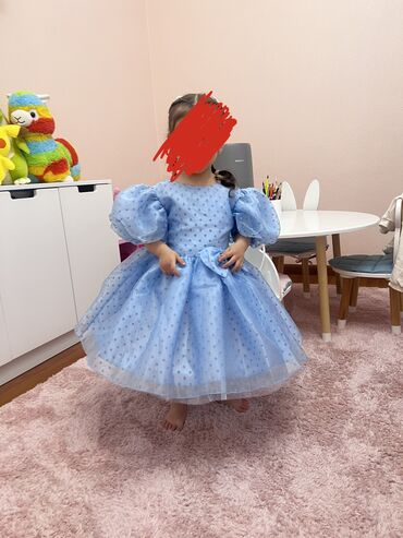 одежда мишка: Детское платье, цвет - Голубой, Новый