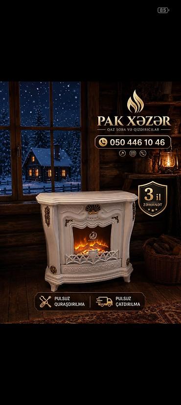qaz 3: Pak Xəzər qaz sobası və qızdırıcı - Klassik dizaynlı, dekorativ alov — 1