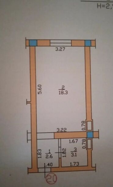 кв гостиничный тип: 1 комната, 24 м², Общежитие и гостиничного типа, 3 этаж