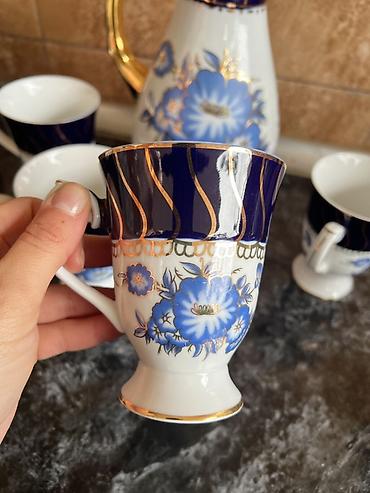 qrafin dəsti: Çay dəsti, rəng - Göy, Farfor, 5 nəfərlik, Yaponiya — 3