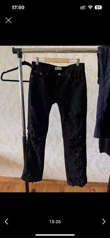 CD, DVD disklər və kassetlər: Zara, yırtıq detallı cins şalvar Dizlərdə və digər yerlərdə yırtıqlar — 12