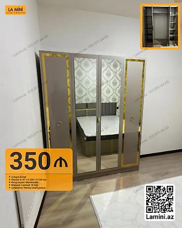 Ev üçün mebel: 4 qapılı dolab – müasir dizayn - Ölçülər: E 47 × H 200 × U 160 sm - — 1