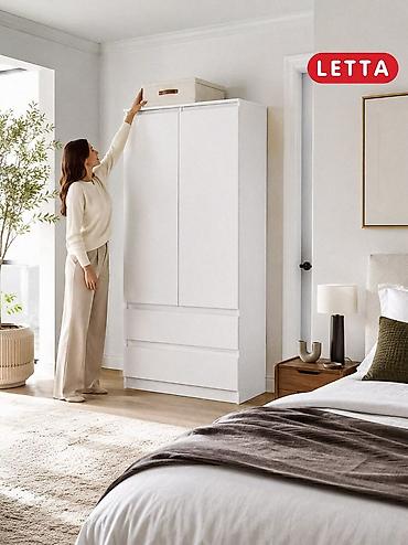 Шкафы: Шкаф-купе LETTA, белый, современный минимализм - Двухдверный шкаф с — 1
