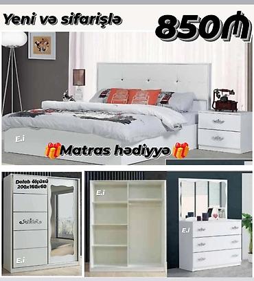 termo mebel: Yataq otağı mebel dəsti – 850₼ • Dəst tərkibi: - Çarpayı (başlıqla) - — 1