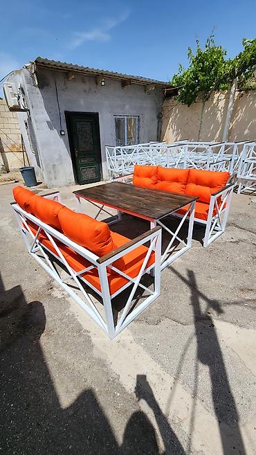 divan mebel: Açıq hava üçün mebel dəsti - Tərkib: 1 ədəd düzbucaqlı masa, 2 ədəd — 5