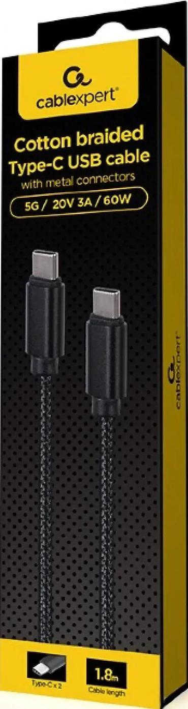 Kablovi za telefone: Cablexpert pamučno pleteni USB Type‑C kabl sa metalnim konektorima - — 1