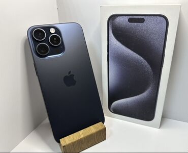 Apple iPhone: IPhone 15 Pro Max, Б/у, 256 ГБ, Blue Titanium, Защитное стекло, Чехол, Кабель, 93 %