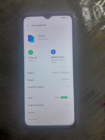 64 gb: Oppo A16, 64 GB, İki sim kartlı, Sensor, Barmaq izi