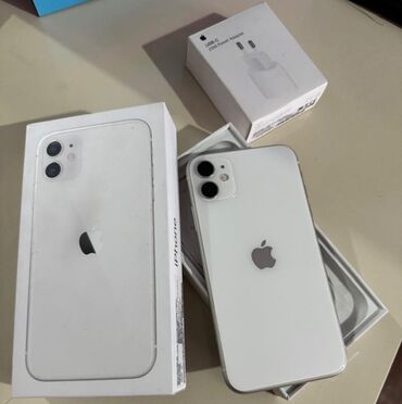 Apple iPhone: IPhone 11, 128 GB, Ağ, Zəmanət, Face ID, Sənədlərlə