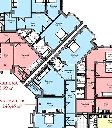 под долевое: 3 комнаты, 143 м², Асанбай мкр Элитка, 9 этаж, ПСО (под самоотделку) — 4
