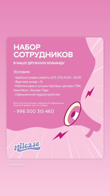 Другие услуги: ПОИСК СОТРУДНИКОВ! 
Реализаторы в магазин milcase
