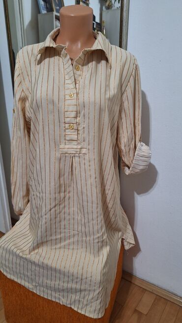 ženske lanene košulje: L (EU 40), Cotton, Embroidery, Stripes, color - Multicolored
