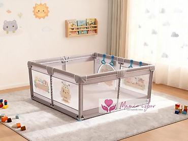 opozit papuce: Ogradica za bebe JOY siva boja + print – 120×180 cm Prostrana — 1
