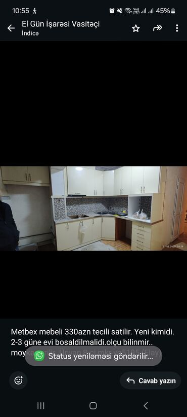 Mətbəx mebeli: Metbex mebeli 330azn tecili satilir. Yeni kimidi. 2-3 güne evi