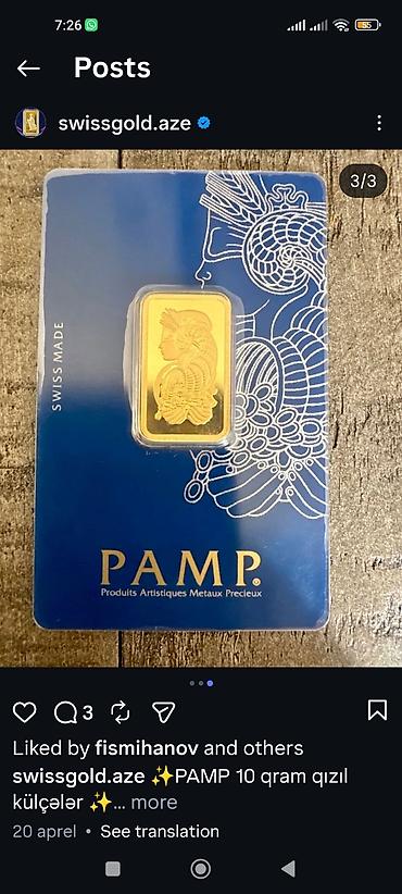kulcə: PAMP 5 qram qızıl külçə QR kodlu. Lady Fortuna ikonik - Brend: PAMP — 1