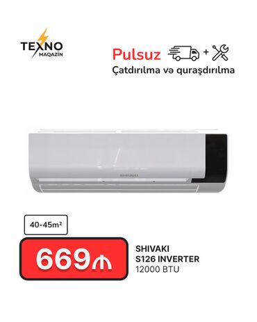 kondisioner filteri: Kondisioner Shivaki, Yeni, 40-45 kv. m, Split sistem, Kredit yoxdur, Pulsuz quraşdırılma