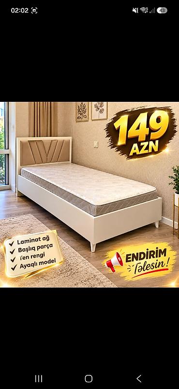 bag mebelleri satisi: Birnəfərlik, Bazasız, Ödənişli matras, Siyirməsiz, Sadə laminat — 1