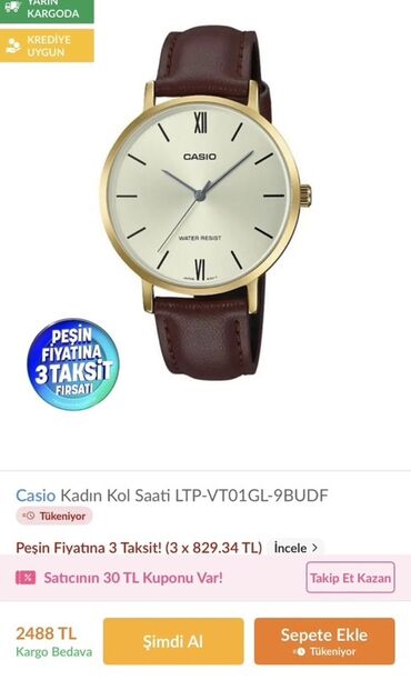 qızıl saat qadın: Yeni, Qol saatı, Casio, rəng - Qızılı