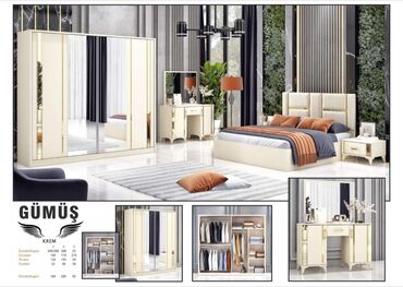 taxta əl işi: İkinəfərlik çarpayı, Dolab, Termo, 2 tumba, Türkiyə, Yeni