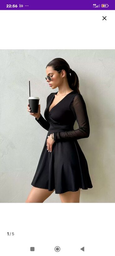 чёрное платье: Повседневное платье, Лето, Короткая модель, Вискоза, Крестьянка, XS (EU 34), S (EU 36)