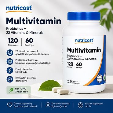 multivitamin: 🇺🇸Nutricost Multivitamin – Probiotics + 22 Vitamins & Minerals - — 1