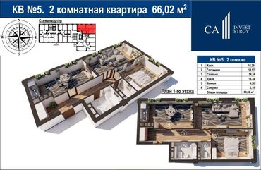 Продажа квартир: 2 комнаты, 66 м², Элитка, 1 этаж, ПСО (под самоотделку)